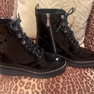 Michael Kors Glossy Black Moto Boots